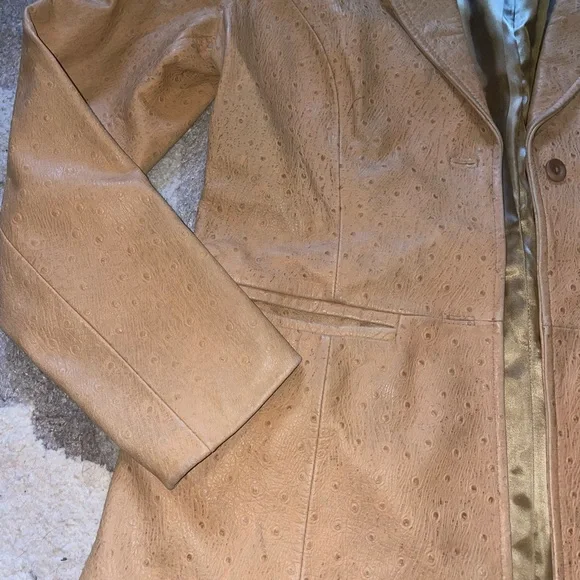 Vintage Classiques Entier 100% Leather Tan Jacket Blazer Women’s size 6 - Picture 2 of 9